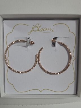 jBloom Rose-Toned Crystal Hoop Earrings